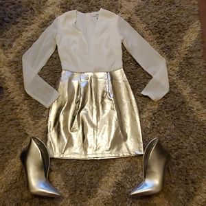 Silver metalic faux leather dress